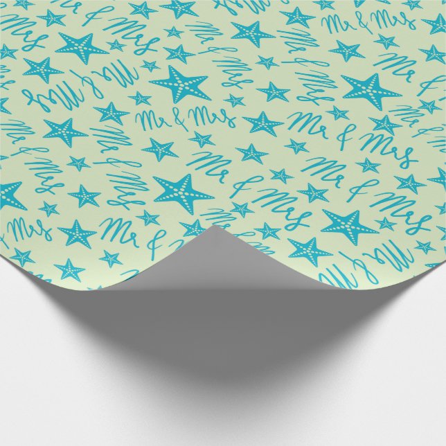 Blå sjöstjärna Mr & Mrs Sommarstrand Bröllop Ocean Presentpapper (Hörn)
