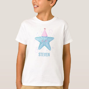 Blå sjöstjärna under havet 1-års födelsedag barn t shirt