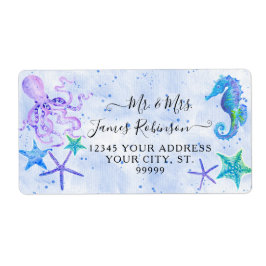 Blå sjöstjärtar Octopus Seaside Baby Shower Fraktsedel