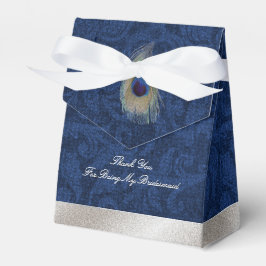 Blå skaft och peacock Feather Bröllop Gift Box Presentaskar