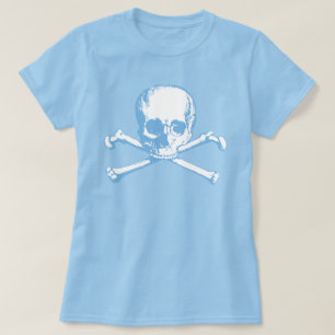 Blå skal och korsben T-skirt T Shirt