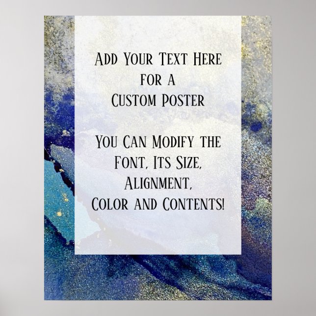 Blå, skalad och Guld marmorerad alkohol Bläck DIY Poster (Framsidan)