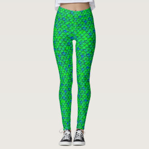 Blå skalor för fallande Grönt Leggings