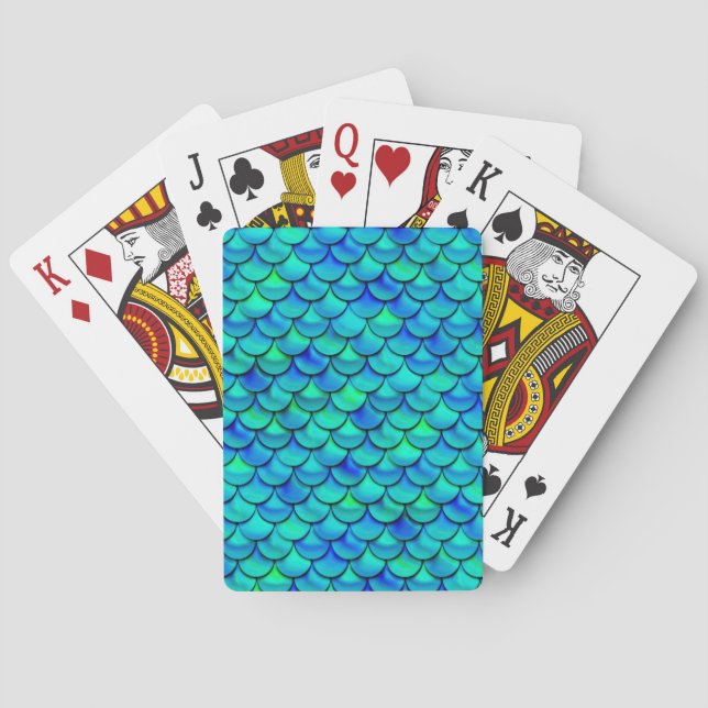 Blå skalor för Falln Aqua Spel Kort (Baksidan)