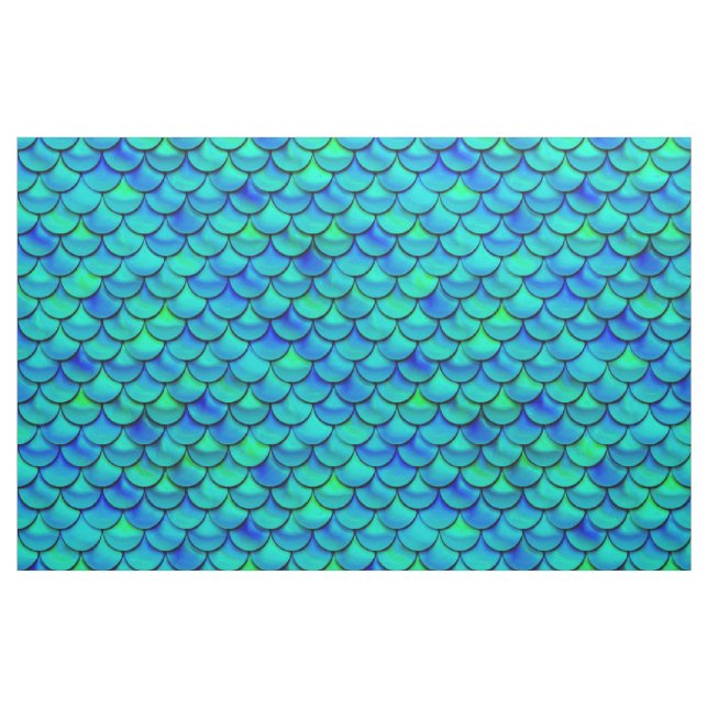 Blå skalor för Falln Aqua Tyg (Fat Quarter)