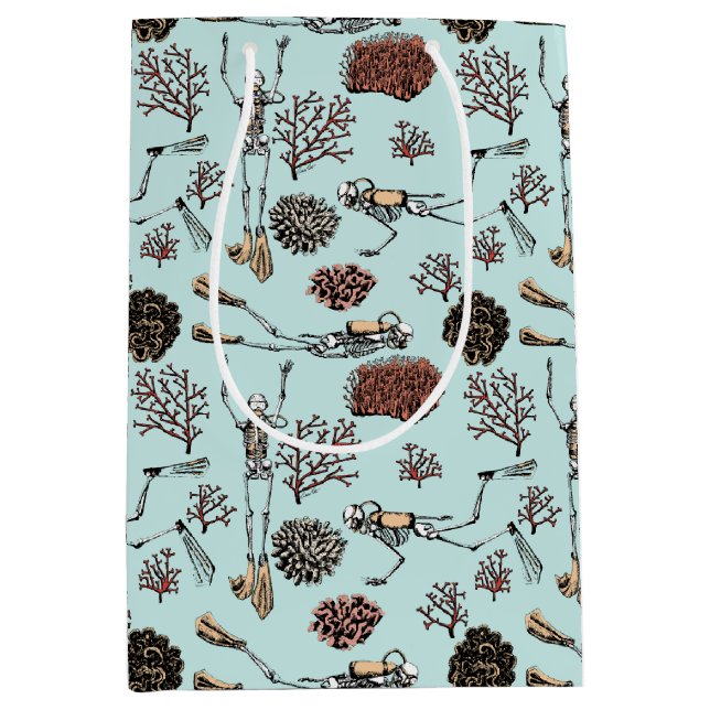 Blå Skeleton Ocean Scuba Diver och Coral (Framsidan)