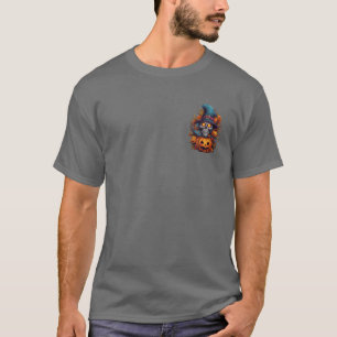 Blå Skelett Topp Hatt Halloween T Shirt