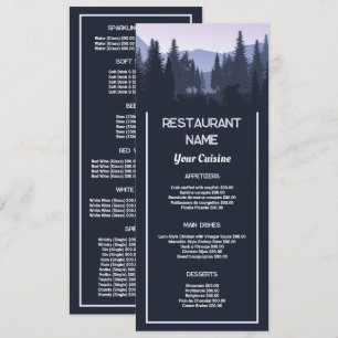 Blå skog, Restaurant Slimline Meny