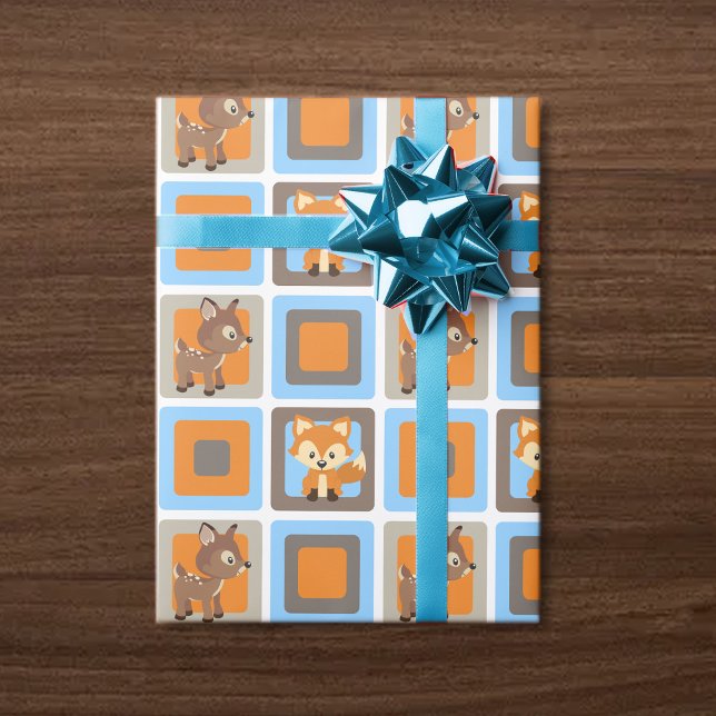 Blå Skogs Djur Inpackningspapper Presentpapper (Skapare uppladdad)