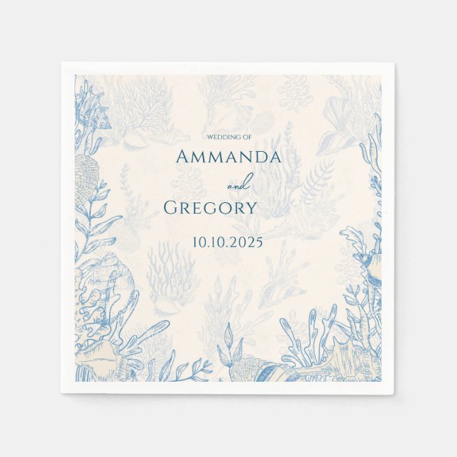 Blå sköldpadda, tema Bröllop Pappersservett (Framsidan)