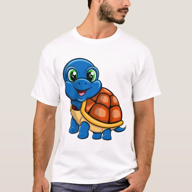 Blå sköldpaddsdekal t shirt (Framsida)