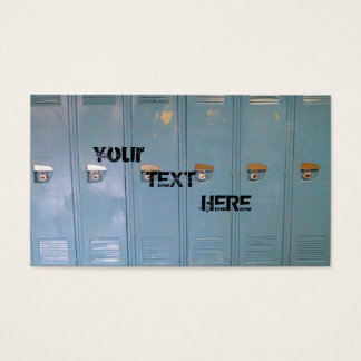 blå skolskåp visitkort