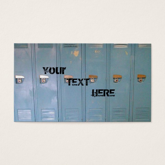 blå skolskåp visitkort (Framsidan)