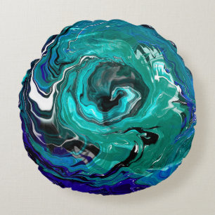 Blå skönhet   Abstrakt Art Rund Kudde