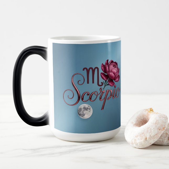 Blå Skorpion Glyph Måne Peony Föränderlig Mugg (Med munk)