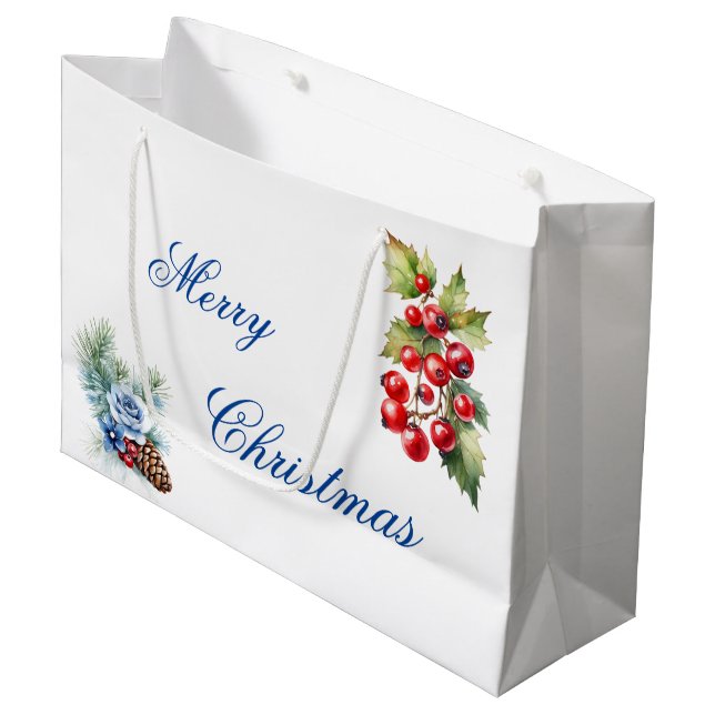 Blå skrift på vita julbär God Jul (Framsidan Vinklad)
