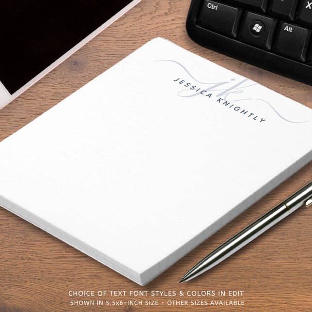 Blå skript, monogram Initialer Namn Anteckningsblock (Skapare uppladdad)