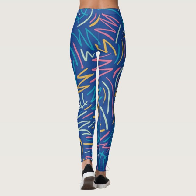 Blå skriptben leggings (Baksida)