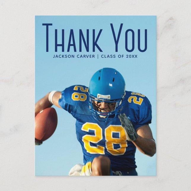 Blå skriptöverlägg med Student Photo Tack 2023 Vykort (Framsida)