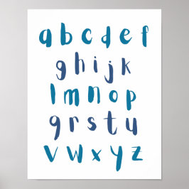 Blå skuggor Alphabet Lowercase Brev Kids Room Poster