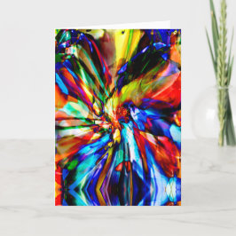 Blå skuggor Orange Yelllow Abstrakt Fantasy Flower Kort