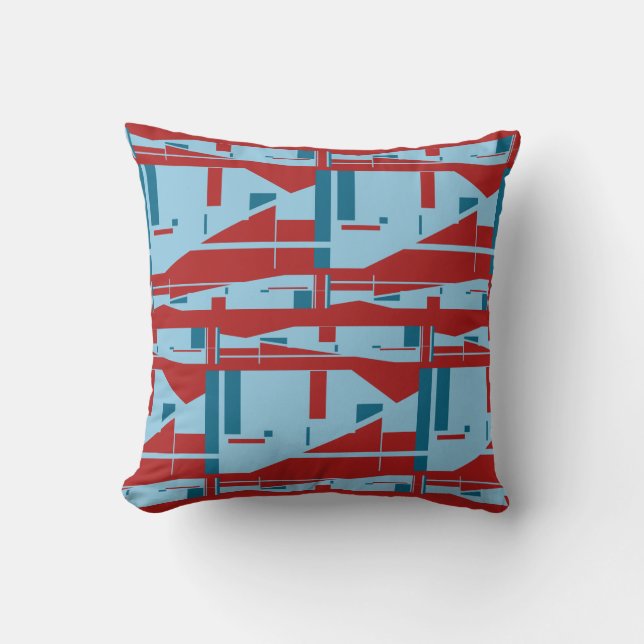 Blå skuggor på Mörk Red Classic Large Mosaics Kudde (Framsida)