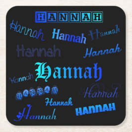 Blå skuggor på svart - Hannah Underlägg Papper Kvadrat