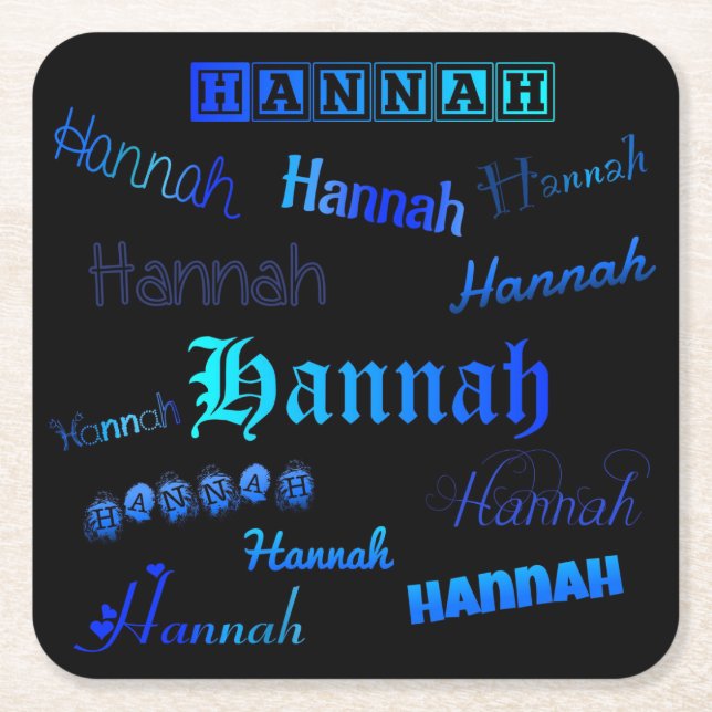 Blå skuggor på svart - Hannah Underlägg Papper Kvadrat (Framsidan)