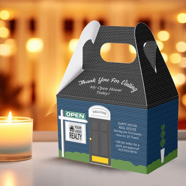 Blå skyltruta för Realtor Open House-träskylt Presentaskar (Skapare uppladdad)