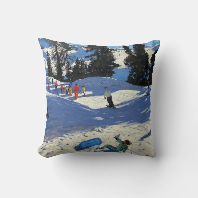 Blå Släd-Belle Plagne Kudde (Framsida)