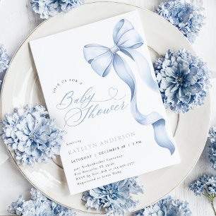 Blå slinga baby shower inbjudan