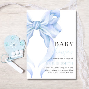 Blå slinga baby shower inbjudan, Blå Coquette Inbjudningar