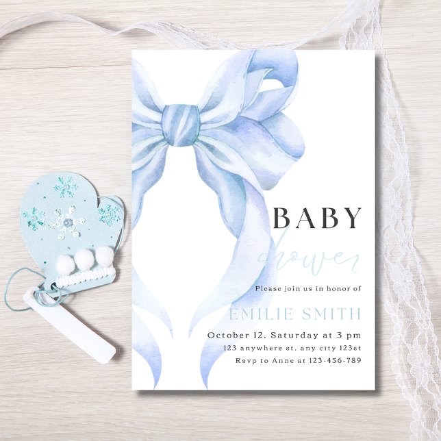 Blå slinga baby shower inbjudan, Blå Coquette Inbjudningar (Skapare uppladdad)