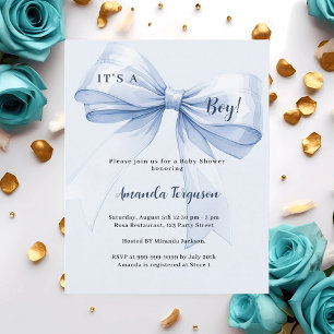 Blå slinga det är en pojke Baby Shower-inbjudan