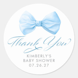 Blå slinga Elegant pojke Babyshower tackkort Runt Klistermärke