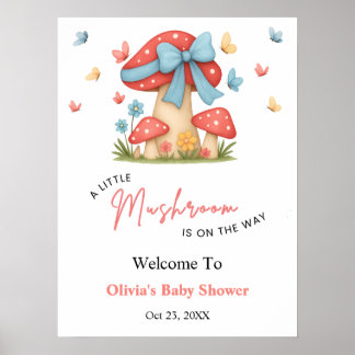 Blå slinga En liten svamp Baby Shower Välkommen Poster