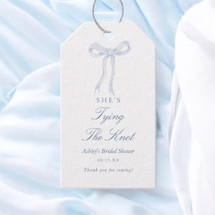 Blå slinga Hon knyter knuten Bröllopsdusch Presentetikett