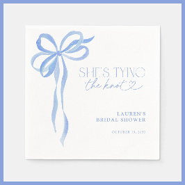 Blå slinga hon knyter knuten bröllopsfest pappersservett