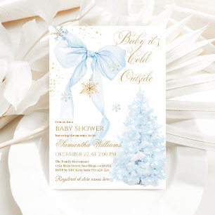 Blå slinga kallt utanför pojke baby shower inbjudningar