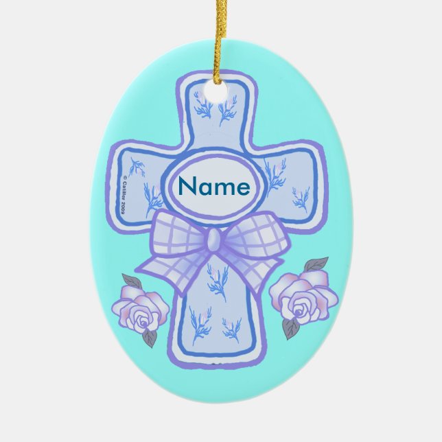 Blå slinga Kristet kors ornament (Framsidan)