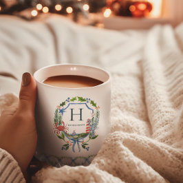 Blå slinga kustnöjd jul sjöfart monogram kaffemugg
