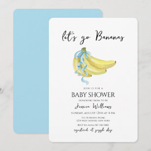Blå slinga Låt oss gå bananas Baby Shower Inbjudningar