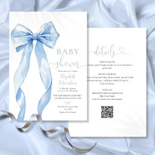 Blå slinga Pojke Baby Shower Allt I Ett Inbjudningar