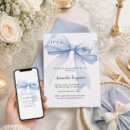 Blå slinga pojke Baby Shower Inbjudningar