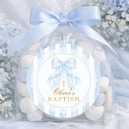 Blå slinga spets pojke dop runt klistermärke