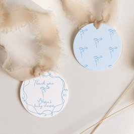 Blå slinga vågig handritad pojke baby shower tack gåvor etiketter