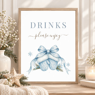 Blå slinga Vinter Pojke Baby Shower Festdrycker Sk Poster