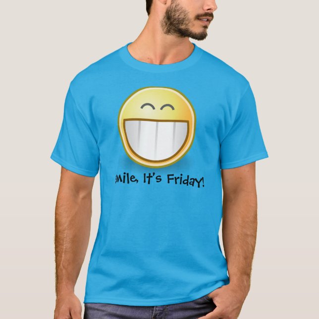 Blå"Smile, It's Friday Face Herr T Shirt (Framsida)