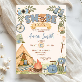 Blå Smore Att Älska Baby Shower Inbjudan