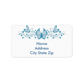 Blå smörgåsar och blommor adressetikett